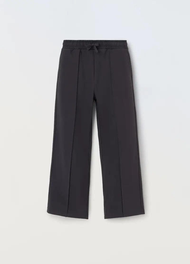 Pantaloni Palazzo In Misto Cotone Ragazza, Bambina, Nero