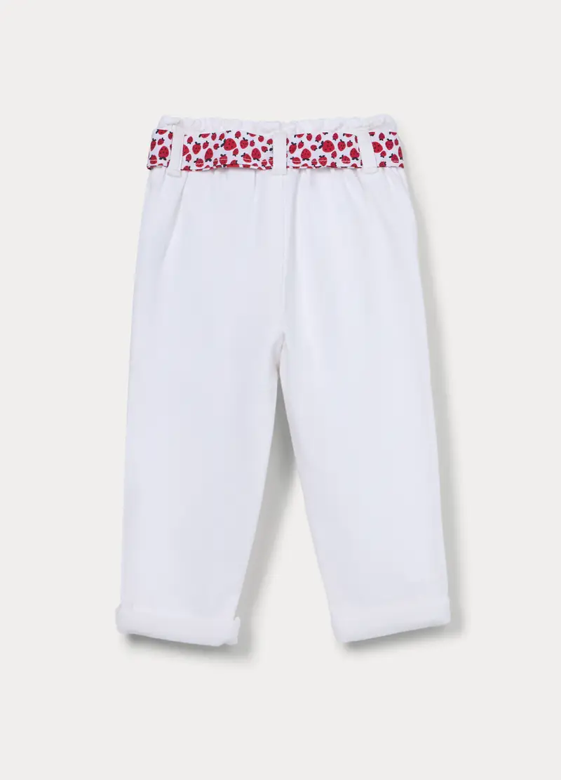 Pantaloni Regular Fit In Twill Di Puro Cotone Bimba, Bambina, Bianco gesso miniatura 2