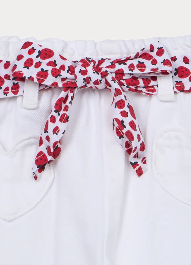 Pantaloni Regular Fit In Twill Di Puro Cotone Bimba, Bambina, Bianco gesso miniatura 3