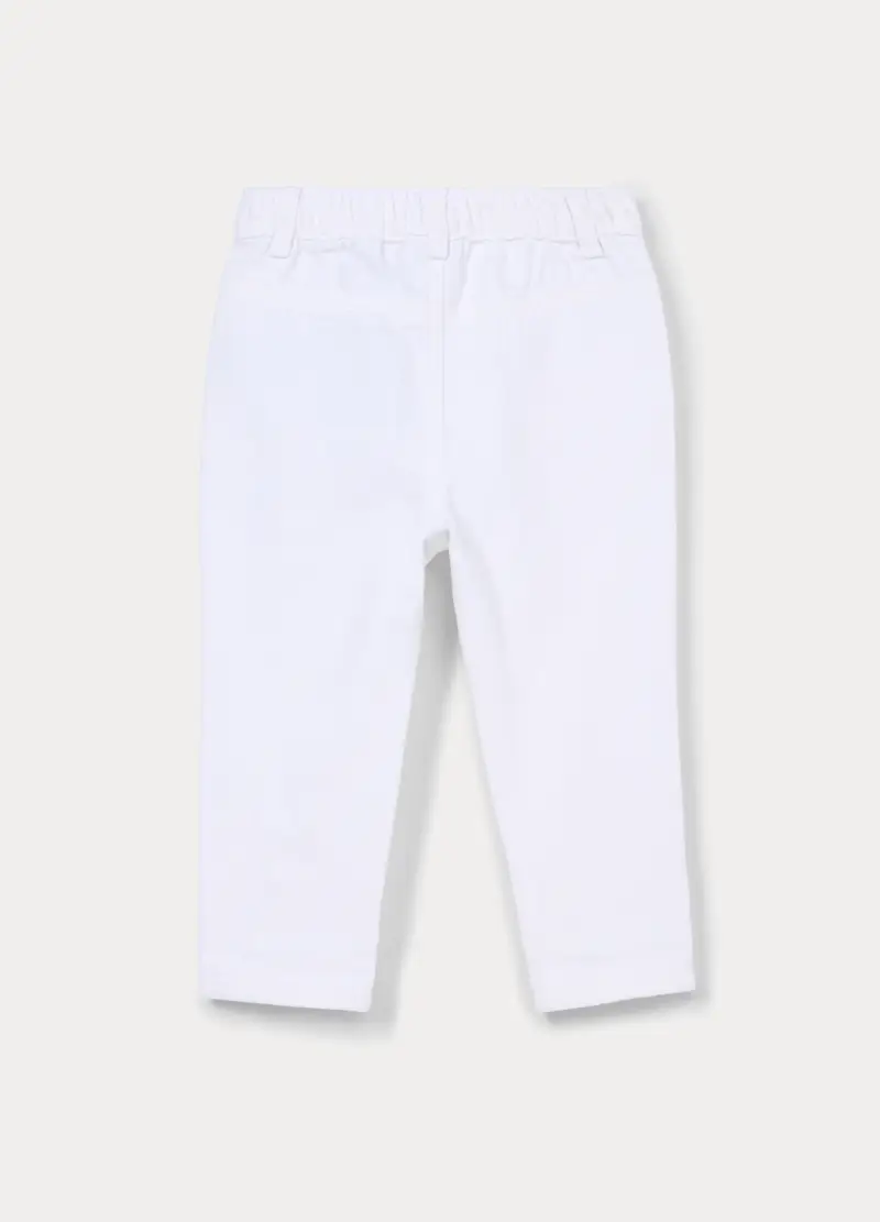 Pantaloni Regular Fit In Twill Di Puro Cotone Bimbo, Bambino, Bianco gesso miniatura 2