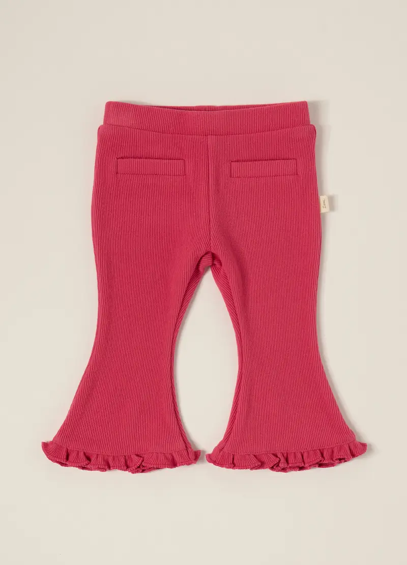 Pantaloni Rosa Elasticizzati Con Volant, Neonata, Rosa chiaro miniatura 2