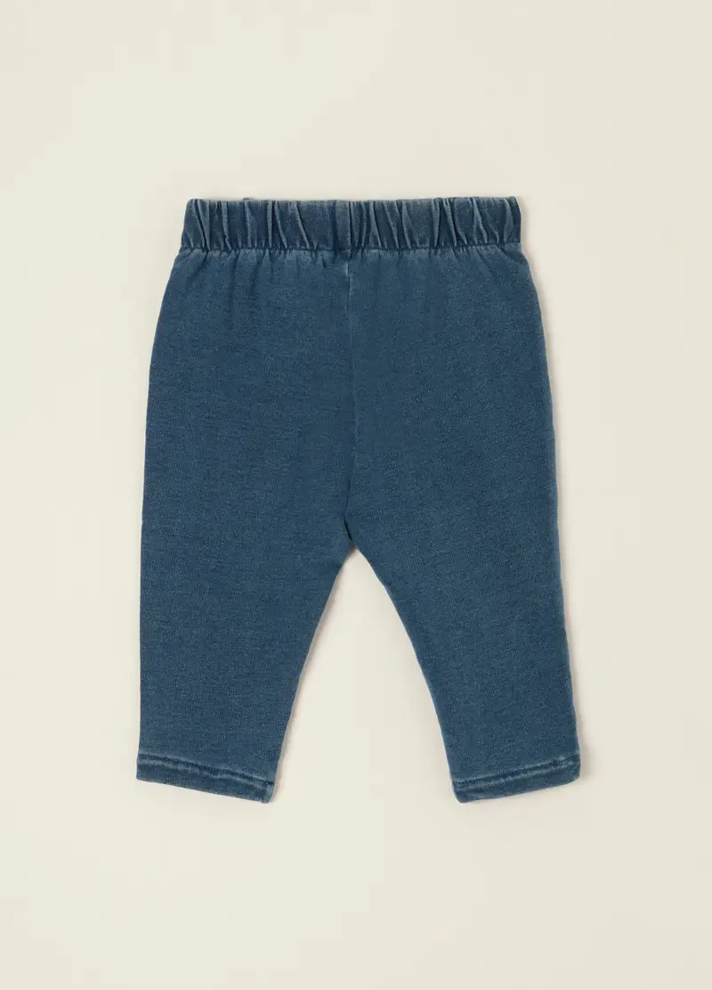 Pantaloni Slim Denim In Cotone Elasticizzato, Neonata, Blu miniatura 2