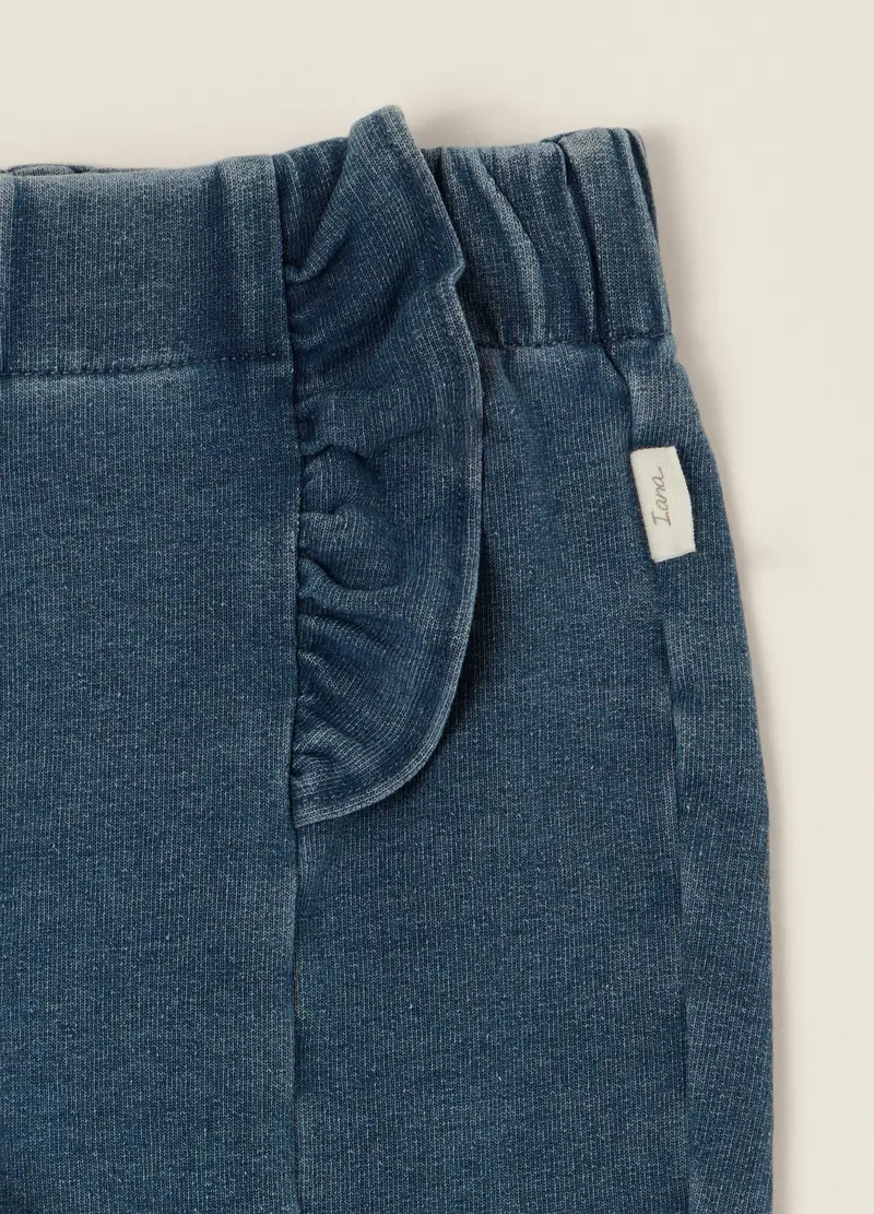 Pantaloni Slim Denim In Cotone Elasticizzato, Neonata, Blu miniatura 3