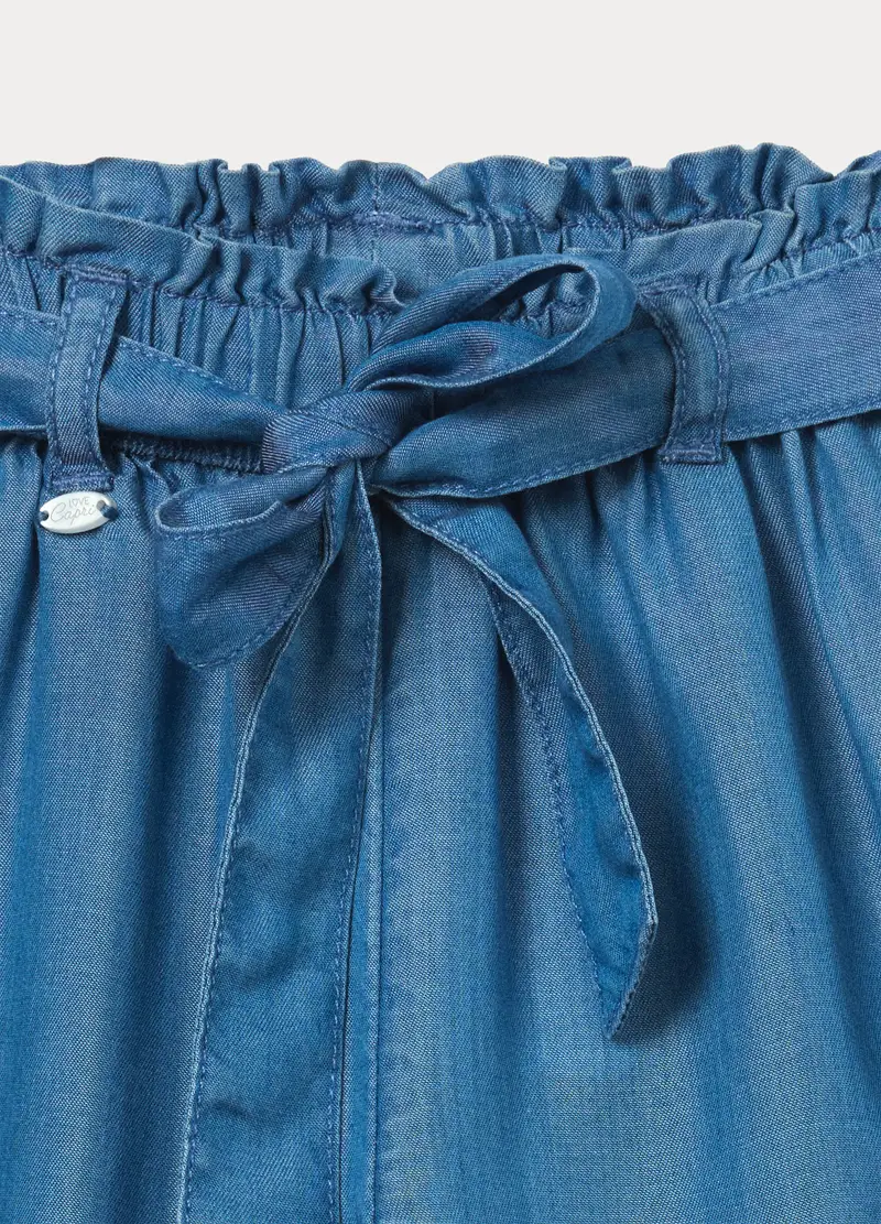 Pantaloni Straight Fit In Pura Lyocell Bambina, Blu denim miniatura 3