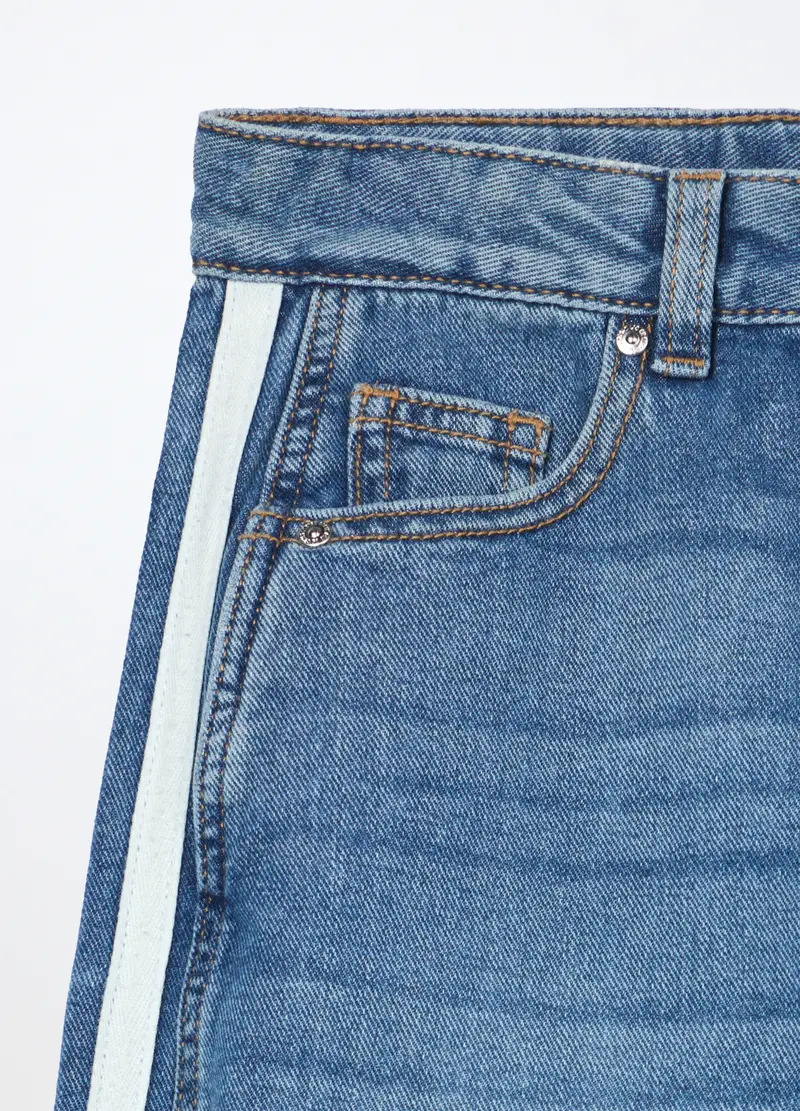 Pantaloni Wide Leg In Denim Di Puro Cotone Ragazza, Bambina, Azzurro chiaro miniatura 3