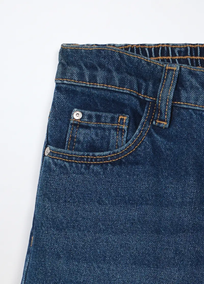 , Pantaloni Wide Leg In Denim Di Puro Cotone Ragazza, Bambina, Blu Bluette miniatura 3