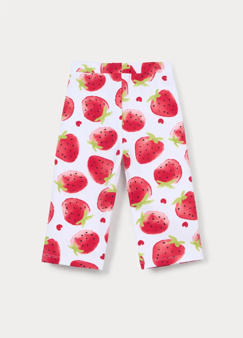 Pantaloni Wide Leg In French Terry Di Cotone Stretch Bimba, Bambina, Bianco miniatura 2