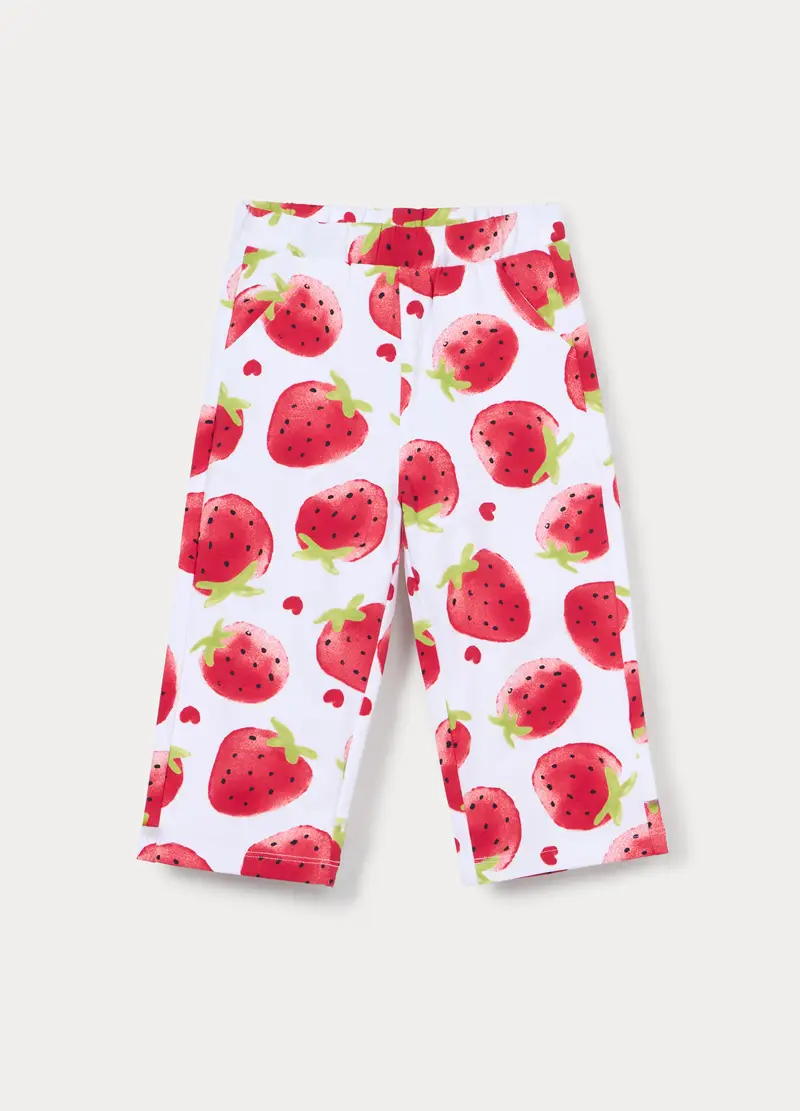 Pantaloni Wide Leg In French Terry Di Cotone Stretch Bimba, Bambina, Bianco