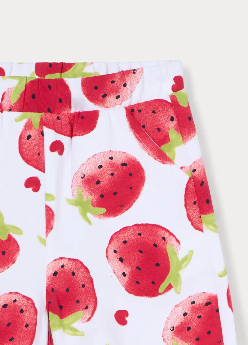 Pantaloni Wide Leg In French Terry Di Cotone Stretch Bimba, Bambina, Bianco miniatura 3