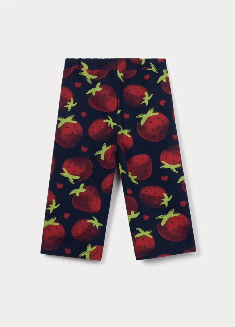 Pantaloni Wide Leg In French Terry Di Cotone Stretch Bimba, Bambina, Blu scuro miniatura 2