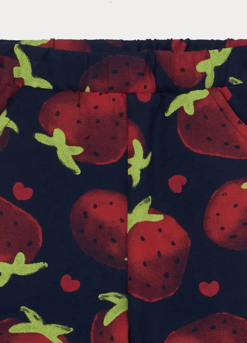 Pantaloni Wide Leg In French Terry Di Cotone Stretch Bimba, Bambina, Blu scuro miniatura 3