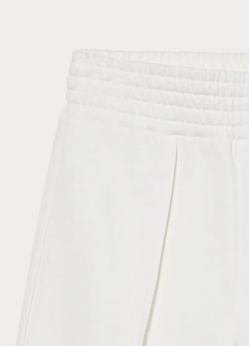 Pantaloni Wide Leg In French Terry Di Puro Cotone Bambina, Bianco gesso miniatura 3