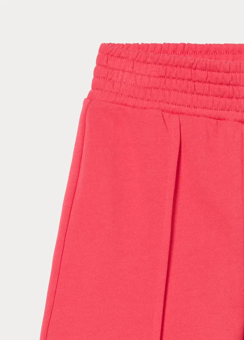 Pantaloni Wide Leg In French Terry Di Puro Cotone Bambina, Rosa corallo miniatura 3