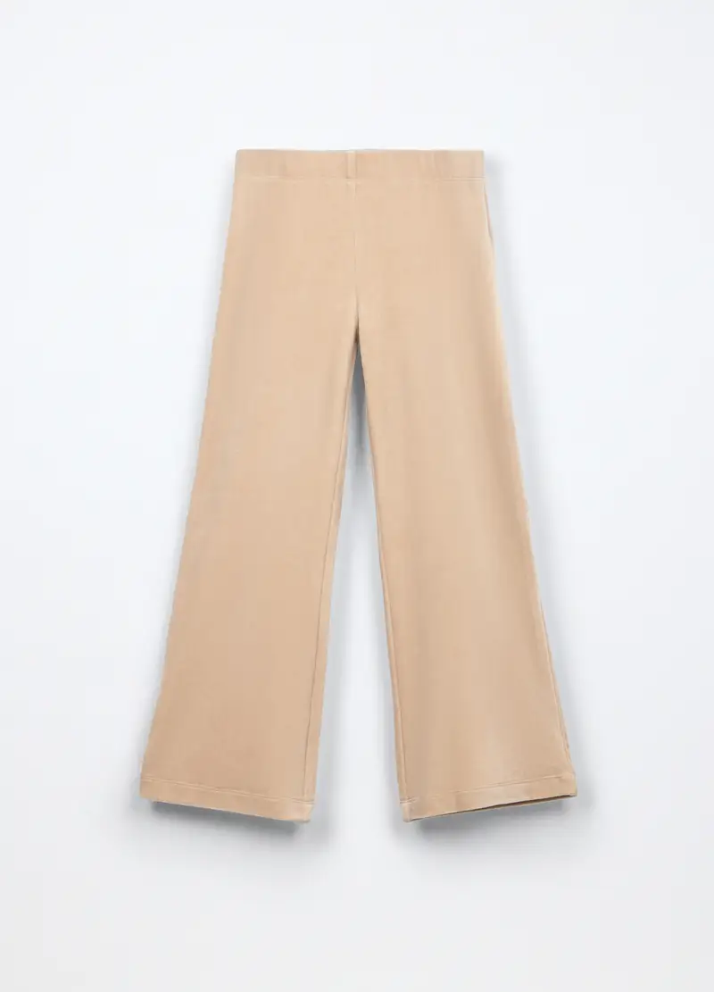 Blukids, Pantaloni Wide Leg Velours Bambina, Beige chiaro, Taglia: 3-4