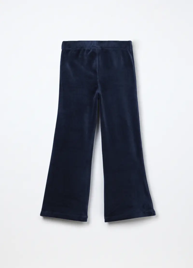 Pantaloni Wide Leg Velours Bambina, Blu scuro miniatura 2
