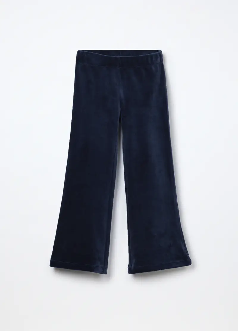 Blukids, Pantaloni Wide Leg Velours Bambina, Blu scuro, Taglia: 3-4