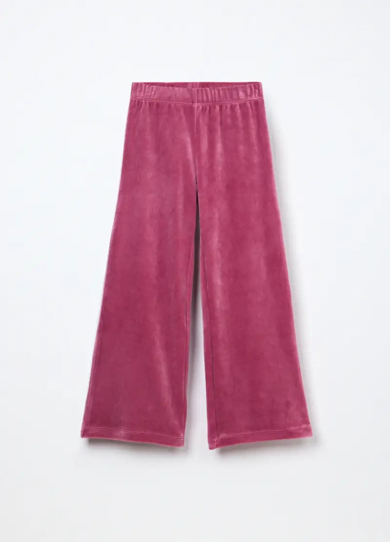 Blukids, Pantaloni Wide Leg Velours Bambina, Rosso scuro, Taglia: 3-4