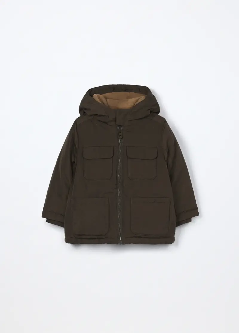 Parka Imbottino Con Cappuccio Neonato, Bambino, Verde scuro