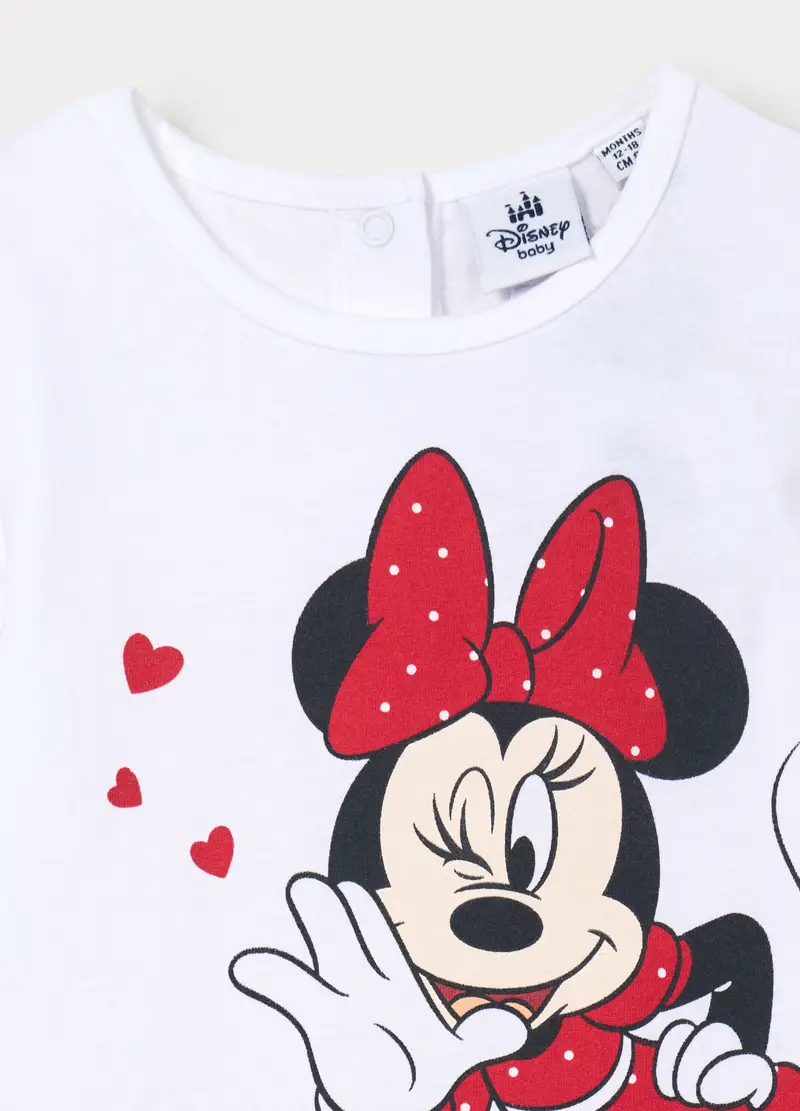Pigiama Corto Disney In Jersey Di Puro Cotone, Neonata, Bianco/Rosso miniatura 3
