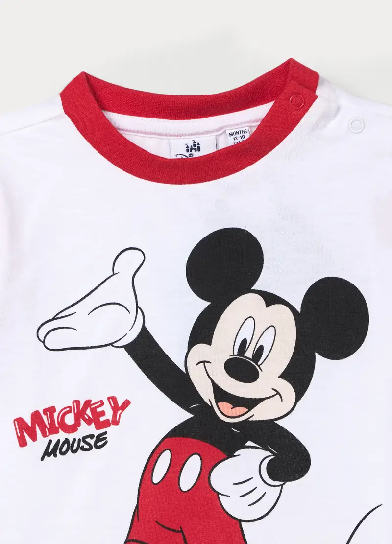 Pigiama Corto Disney In Jersey Di Puro Cotone, Neonato, Bianco/Rosso miniatura 3