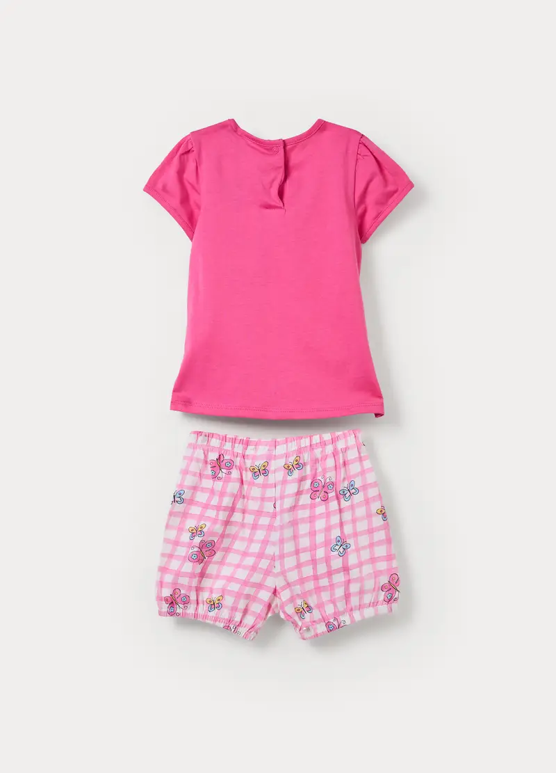 Pigiama Corto In Jersey Di Puro Cotone, Neonata, Rosa fuxia miniatura 2