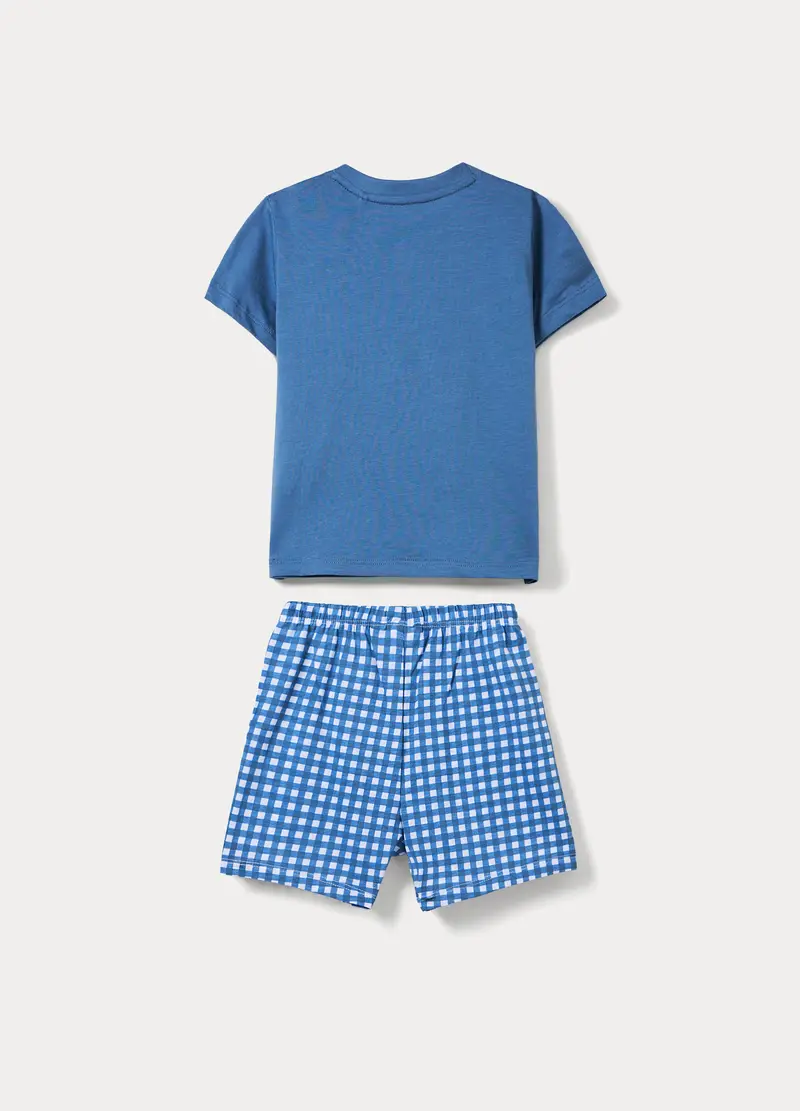 Blukids Pigiama Corto In Jersey Di Puro Cotone, Neonato, Blu Bluette miniatura 2