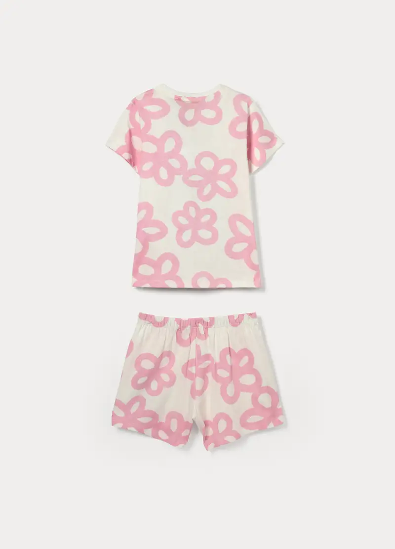 Pigiama Corto Stitch In Jersey Di Puro Cotone Bambina, Bianco miniatura 2