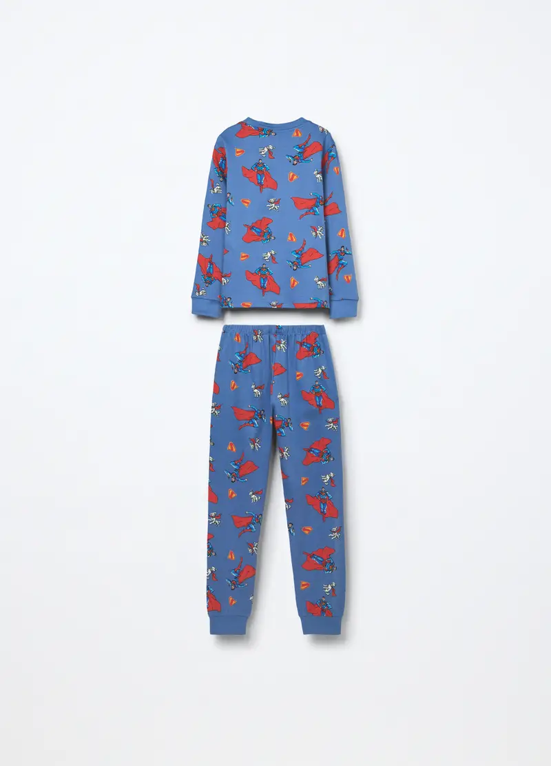 Pigiama Lungo In Interlock Di Puro Cotone Bambino, Azzurro carta da zucchero miniatura 2