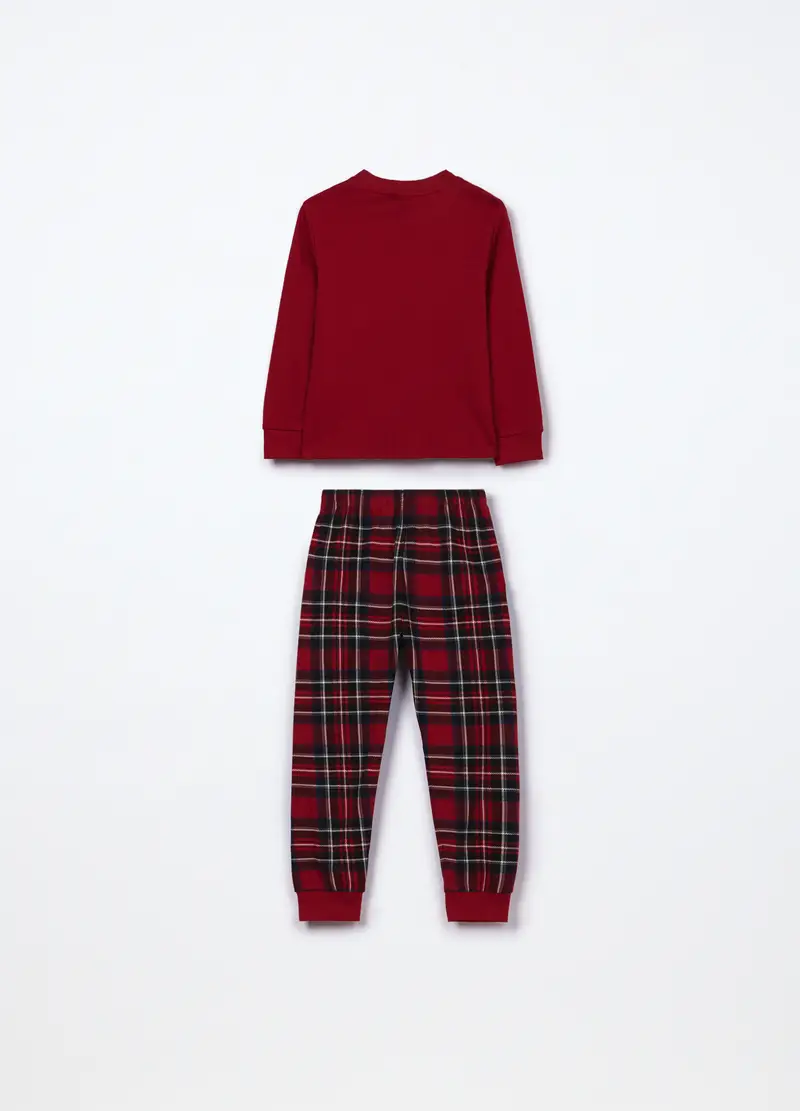 Pigiama Lungo In Interlock Di Puro Cotone Bambino, Rosso scuro miniatura 2