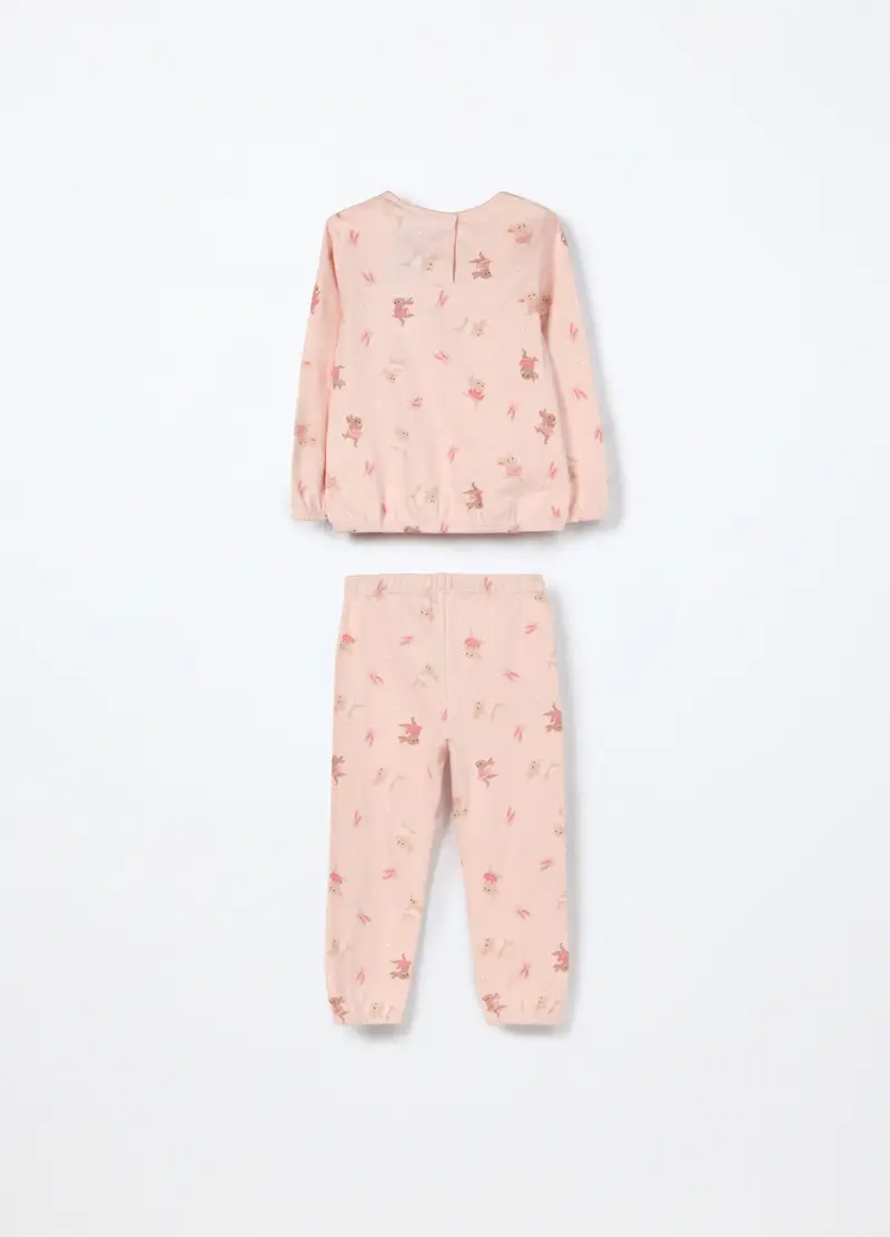 Pigiama Lungo In Interlock Di Puro Cotone Neonata, Rosa chiaro miniatura 2