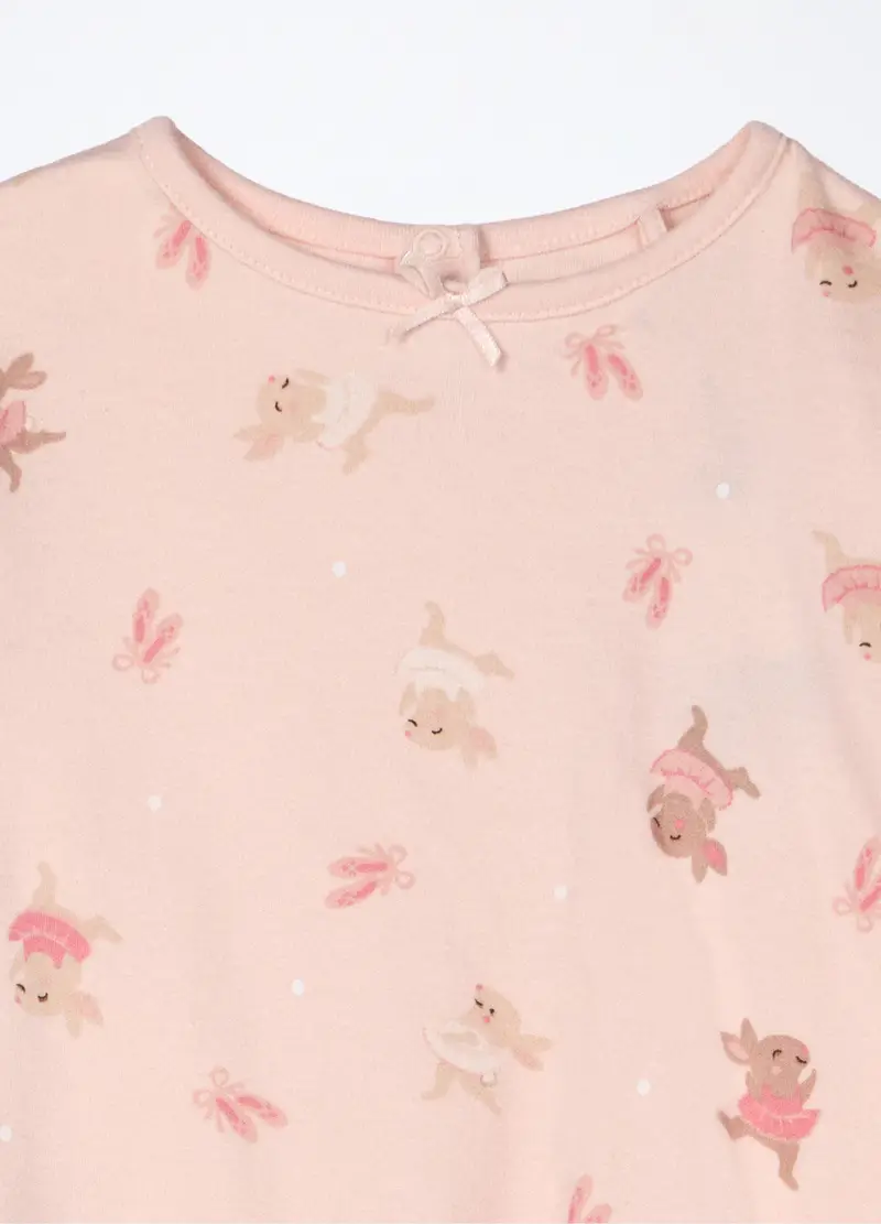 Pigiama Lungo In Interlock Di Puro Cotone Neonata, Rosa chiaro miniatura 3