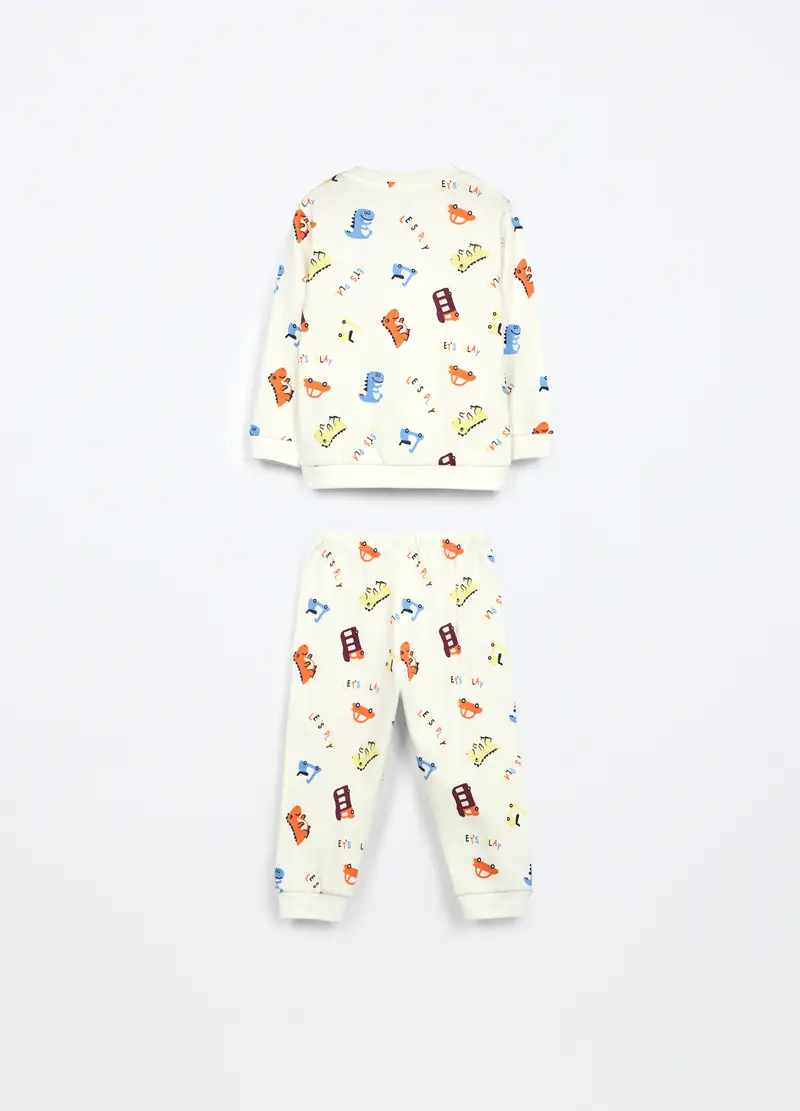 Pigiama Lungo In Interlock Di Puro Cotone Neonato, Bianco miniatura 2