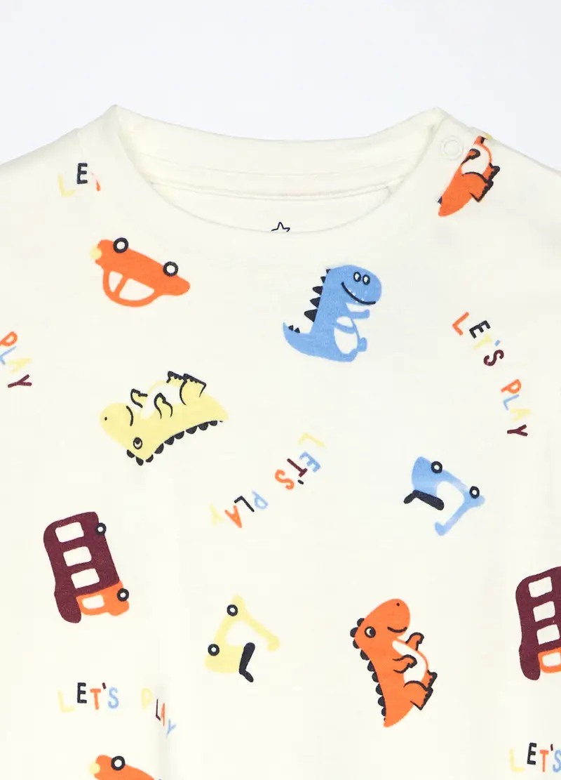 Pigiama Lungo In Interlock Di Puro Cotone Neonato, Bianco miniatura 3