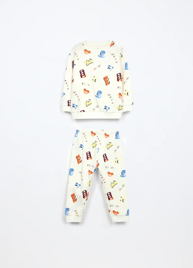 Blukids, Pigiama Lungo In Interlock Di Puro Cotone Neonato, Bianco, Taglia: 9-12