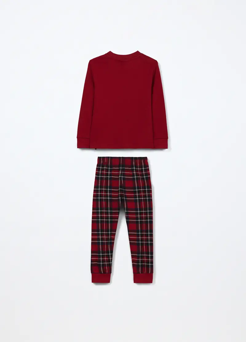 Pigiama Lungo In Interlock Di Puro Cotone Ragazzo, Bambino, Rosso scuro miniatura 2