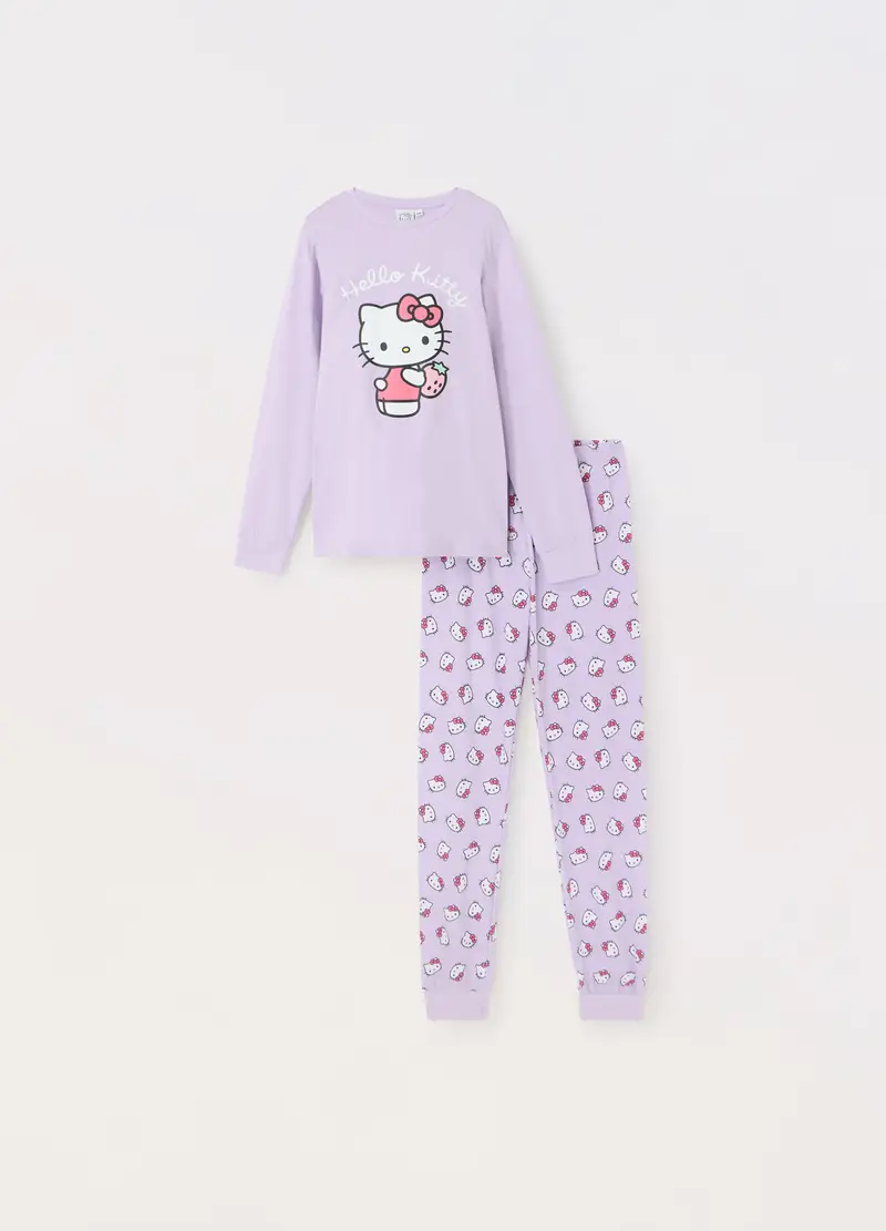 Pigiama Lungo In Jersey Di Puro Cotone Bambina, Viola lilla