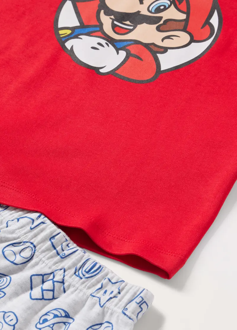 Pigiama Lungo In Puro Cotone Bambino Super Mario, Rosso aragosta miniatura 2