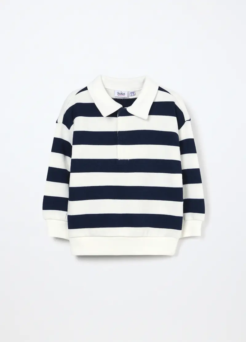 Polo In French Terry Di Puro Cotone Neonato, Bambino, Bianco