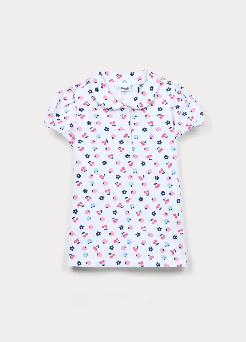 Polo In Puro Cotone Piquet Bambina, Bianco