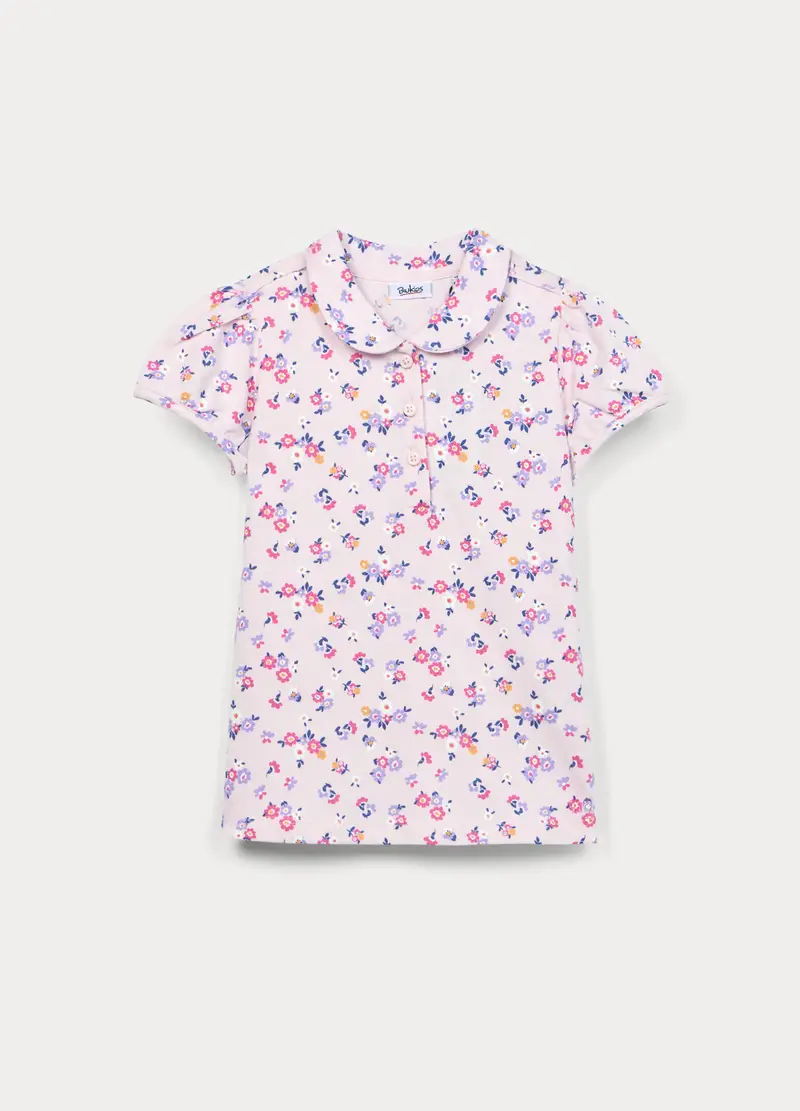 Polo In Puro Cotone Piquet Bambina, Rosa chiaro