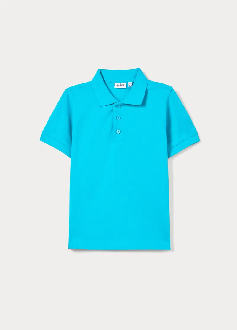 Polo In Puro Cotone Piquet Bambino, Azzurro cielo