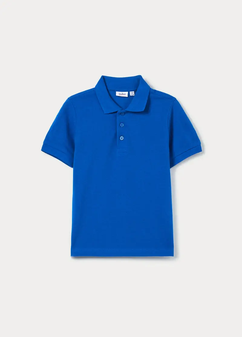Polo In Puro Cotone Piquet Bambino, Blu elettrico
