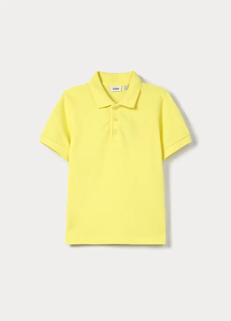 Polo In Puro Cotone Piquet Bambino, Giallo limone