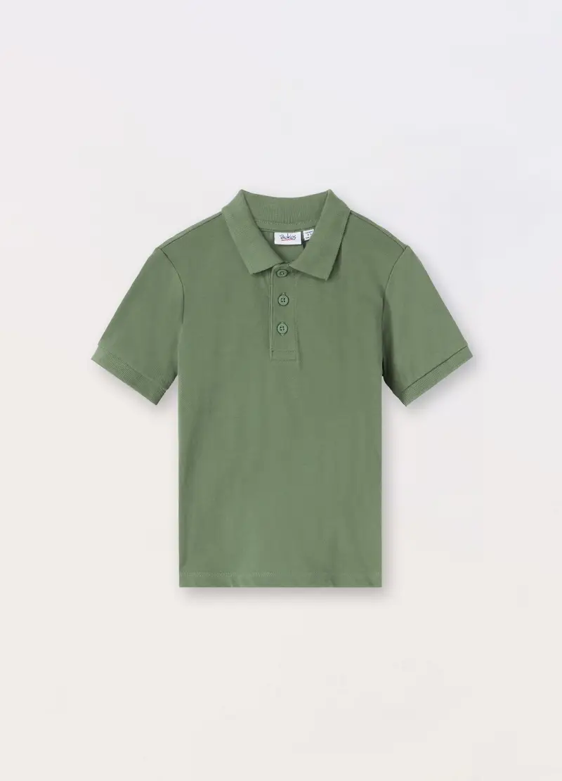 Blukids, Polo In Puro Cotone Piquet Bambino, Verde oliva, Taglia: 3-4