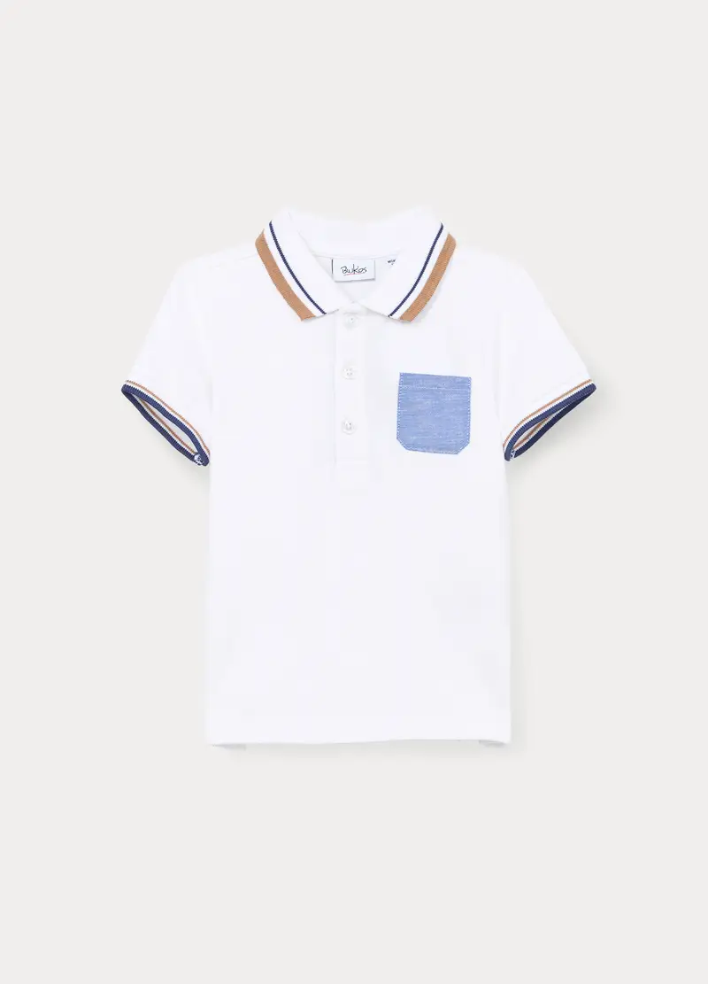 Polo In Puro Cotone Piquet Bimbo, Bambino, Bianco