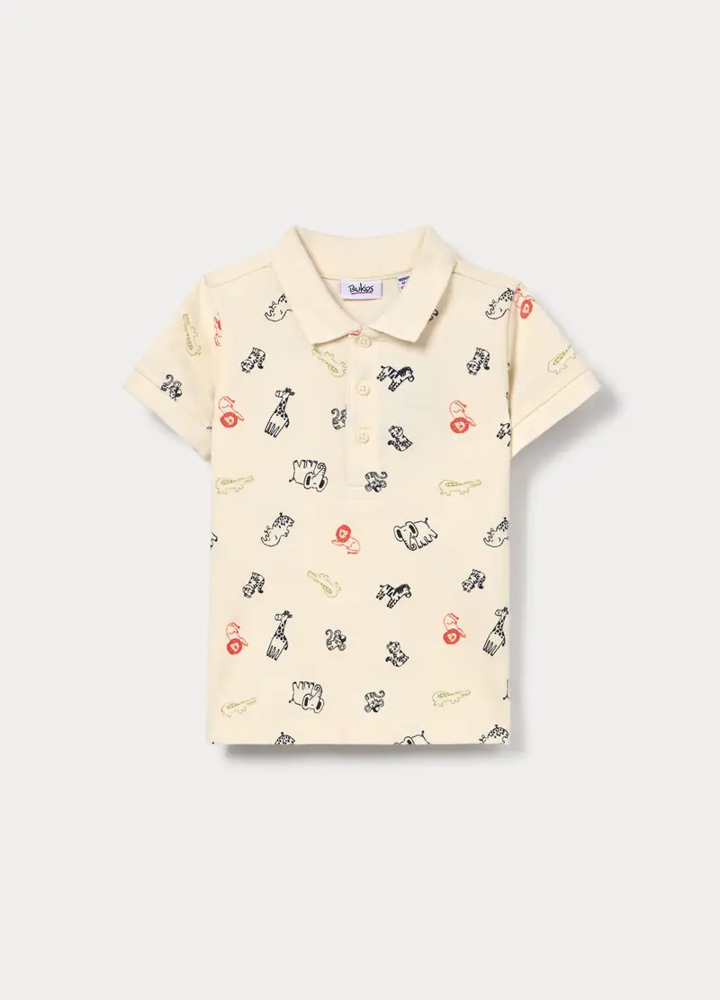 Polo In Puro Cotone Piquet Bimbo, Bambino, Bianco avorio