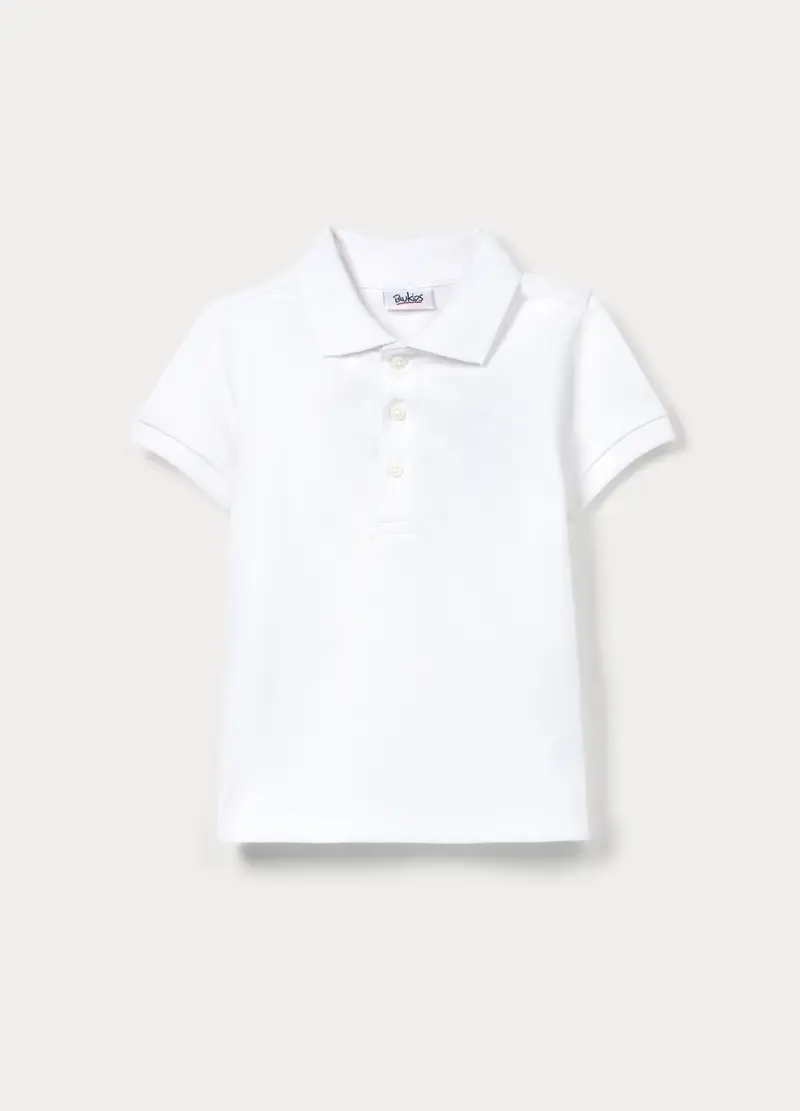 Polo In Puro Cotone Piquet Bimbo, Bambino, Bianco gesso