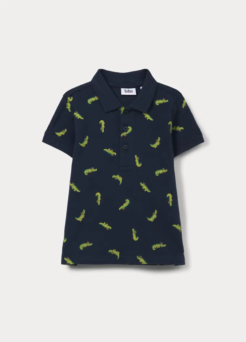 Polo In Puro Cotone Piquet Bimbo, Bambino, Blu navy