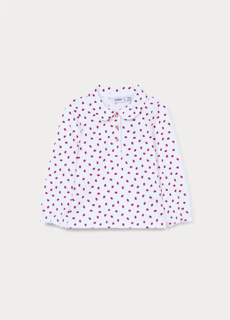 Polo Piquet In Cotone Stretch Bimba, Bambina, Bianco