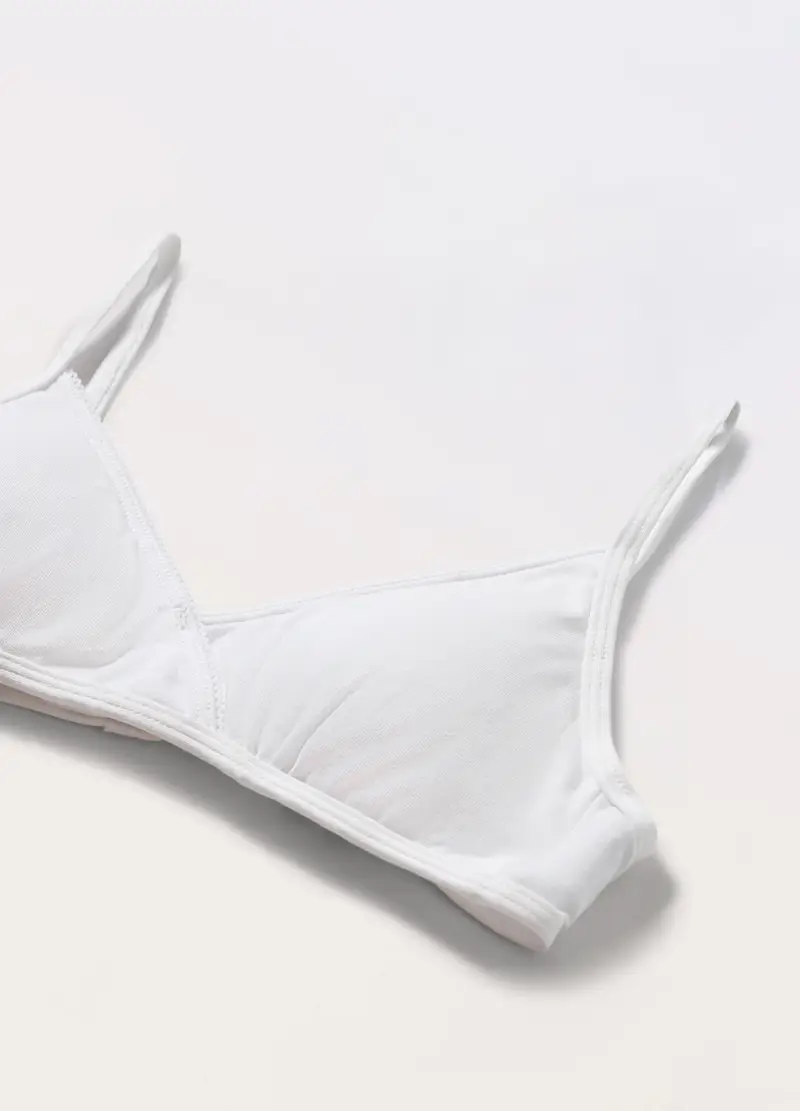 Reggiseno A Triangolo In Cotone Stretch Ragazza, Bambina, Bianco gesso miniatura 2